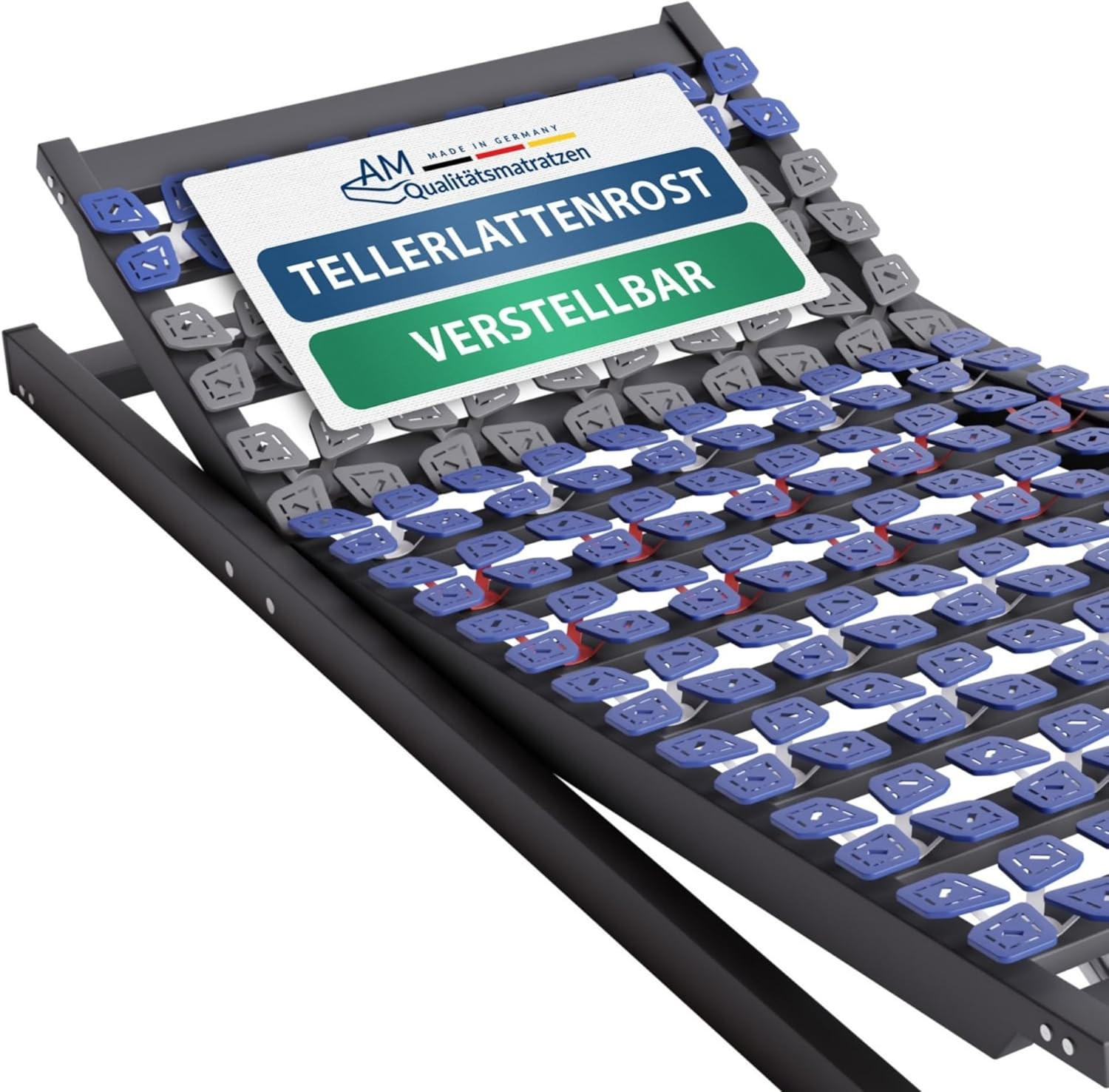 TELLERLATTENROST VERSTELLBAR 80/190 cm - Blau/Dunkelgrau, Holz (80/190cm) - AM Qualitätsmatratzen