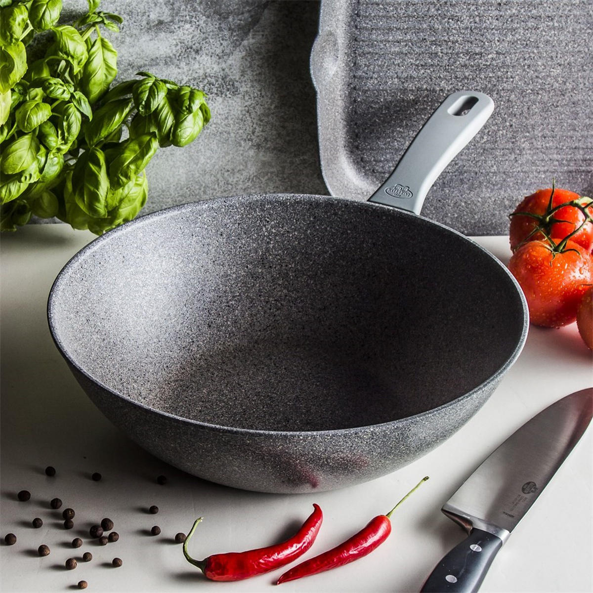 WOK Graphit 48.9/31/9.6 cm 750029370 - Graphitfarben, Metall (30cm) - Ballarini