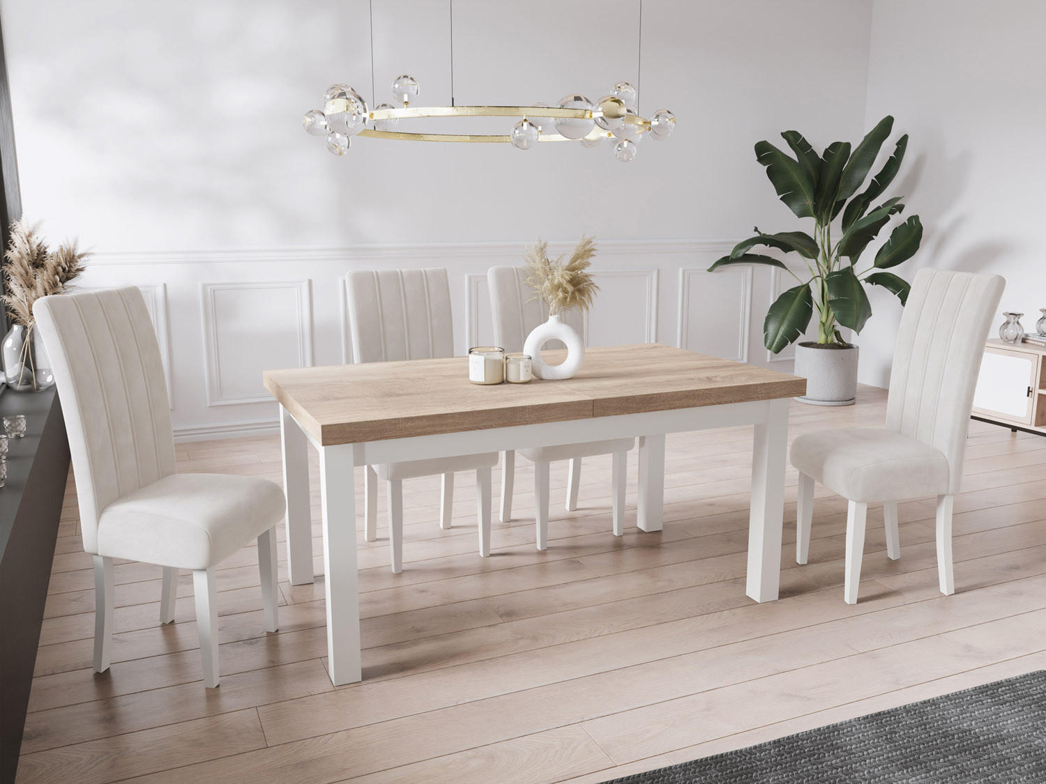 ESSTISCH Avena rechteckig ausziehbar, Sonoma Eiche 160/90/78 - Weiß/Sonoma Eiche, Holz/Holzwerkstoff (160/90/78cm) - WFL GROUP