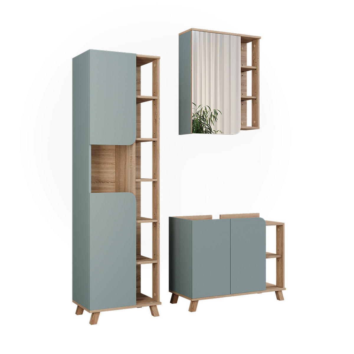 KOUPELNOVÝ NÁBYTEK Karen Sonoma/modrá - Sonoma dub/tmavě modrá, kompozitní dřevo (80/65/35cm) - Vicco