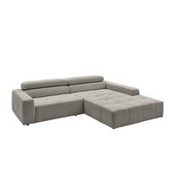 ECKSOFA MIT MOTORISCHEM SITZVORZUG RENO Grau Cord - Schwarz/Grau, Kunststoff/Textil (258/217cm) - KAWOLA