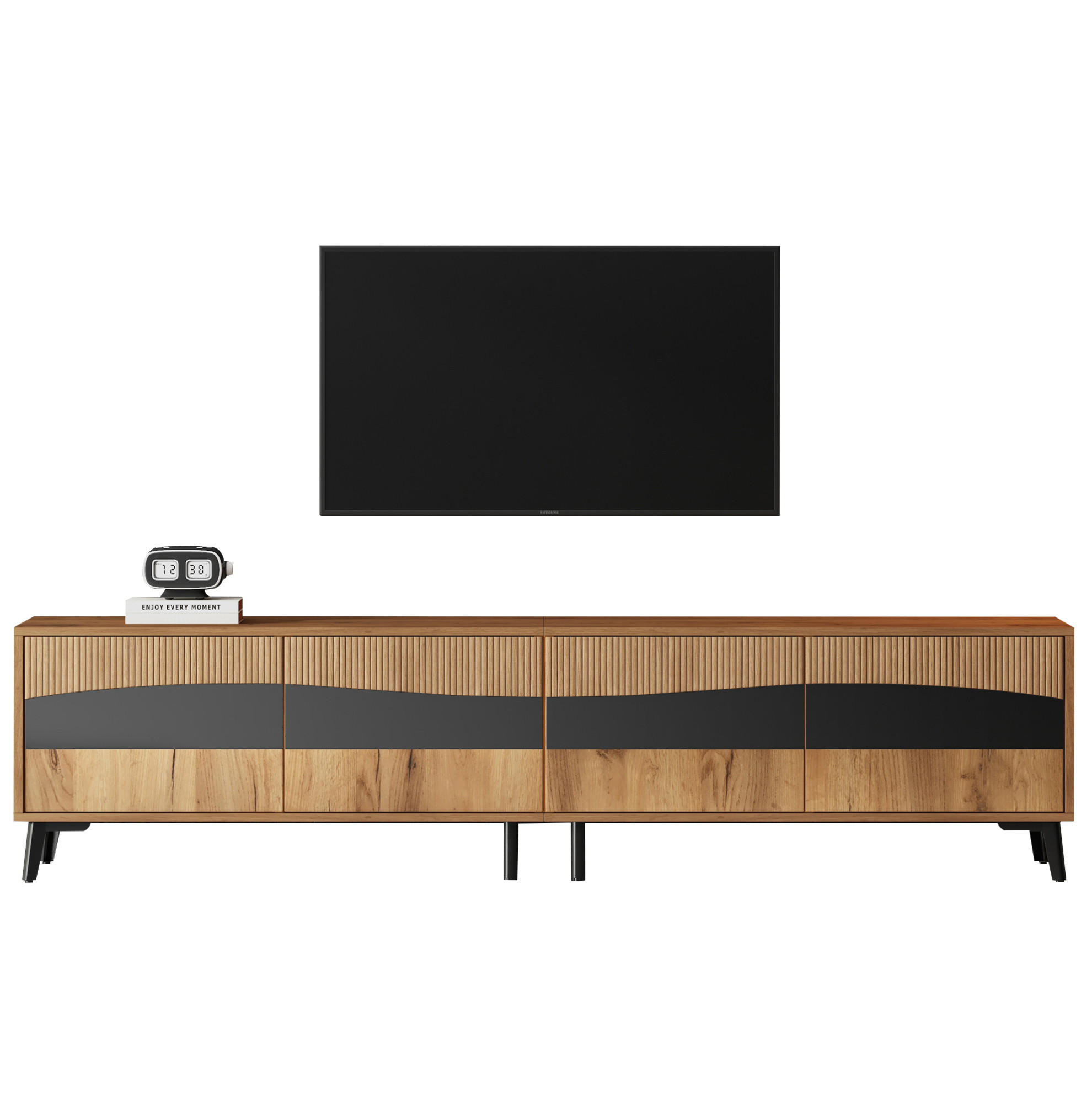 TV-SCHRANK 180/40/50 cm Holzfarbe mit 4 Schränken und stabilen Tischbeinen - Naturfarben, Holzwerkstoff (180/50/40cm) - OKWISH