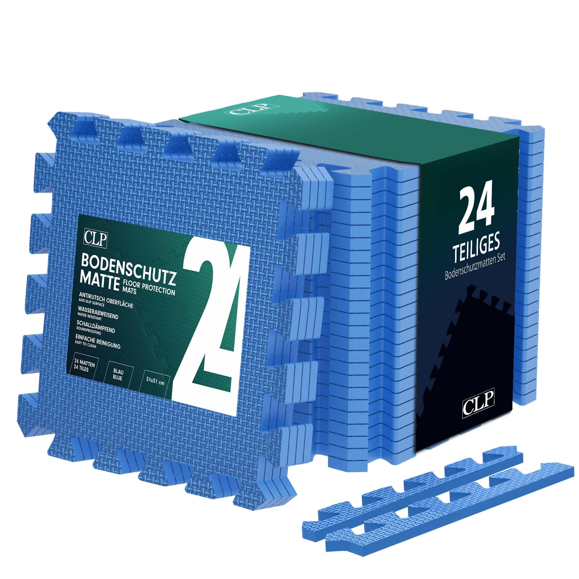 BODENSCHUTZMATTE 24er-Set Blau - Blau, Kunststoff (30/30cm) - CLP