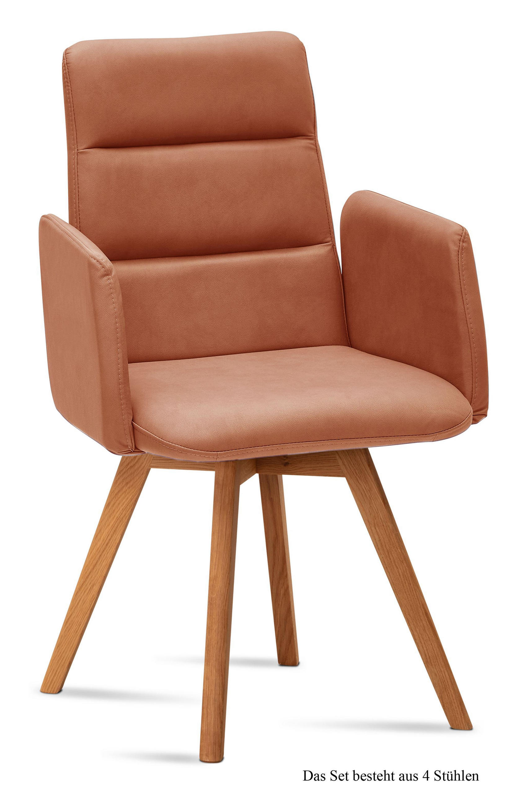 ARMLEHNSTUHL (4er-Set) Dobka 52x92x60 Eiche geölt/Cognac - Cognac/Eichefarben, Kunststoff (60/92/52cm) - 58aufmkessel