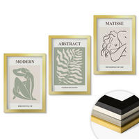 WANDBILDER 3er Set - 20x30 cm Goldrahmen - Stilvolle grüne Gemälde mit Figuren - Goldfarben, Kunststoff (20/30cm) - ArtPrintCave