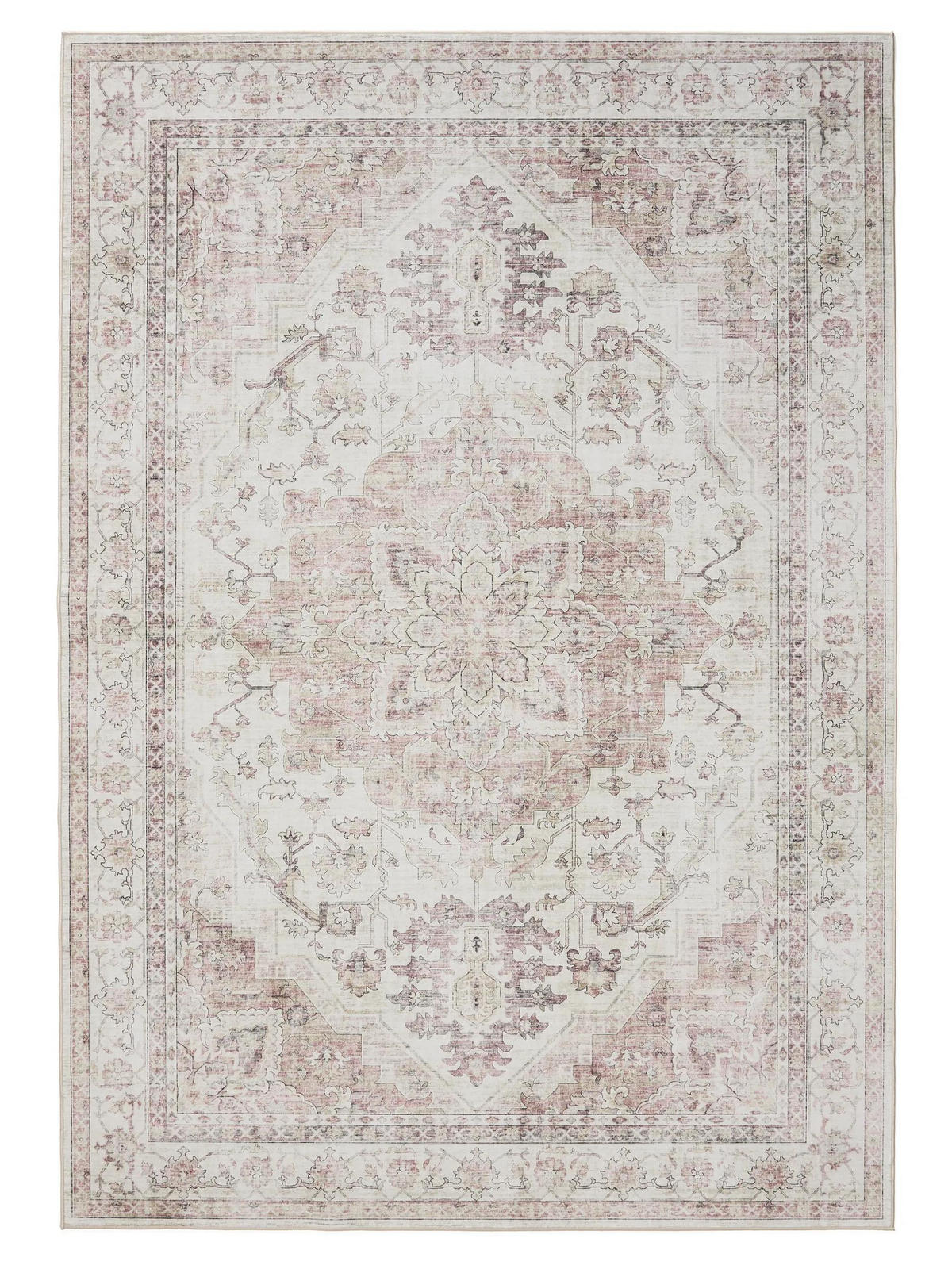 VINTAGE-TEPPICH George waschbar 60x120 cm - Beige/Rosa, Kunststoff (60/120cm) - benuta