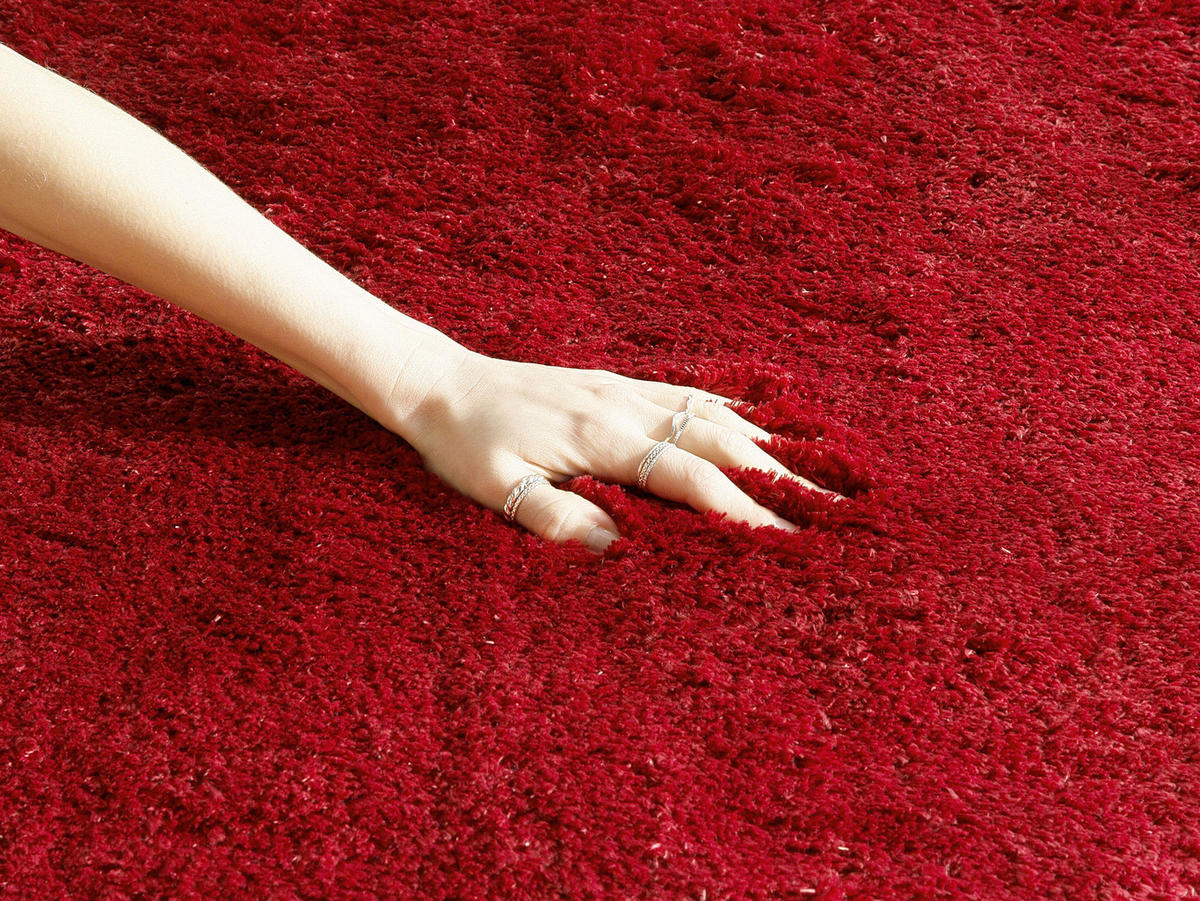 SHAGGY-TEPPICH Evren 200/200 cm - Rot, Kunststoff (200/200cm) - Beliani