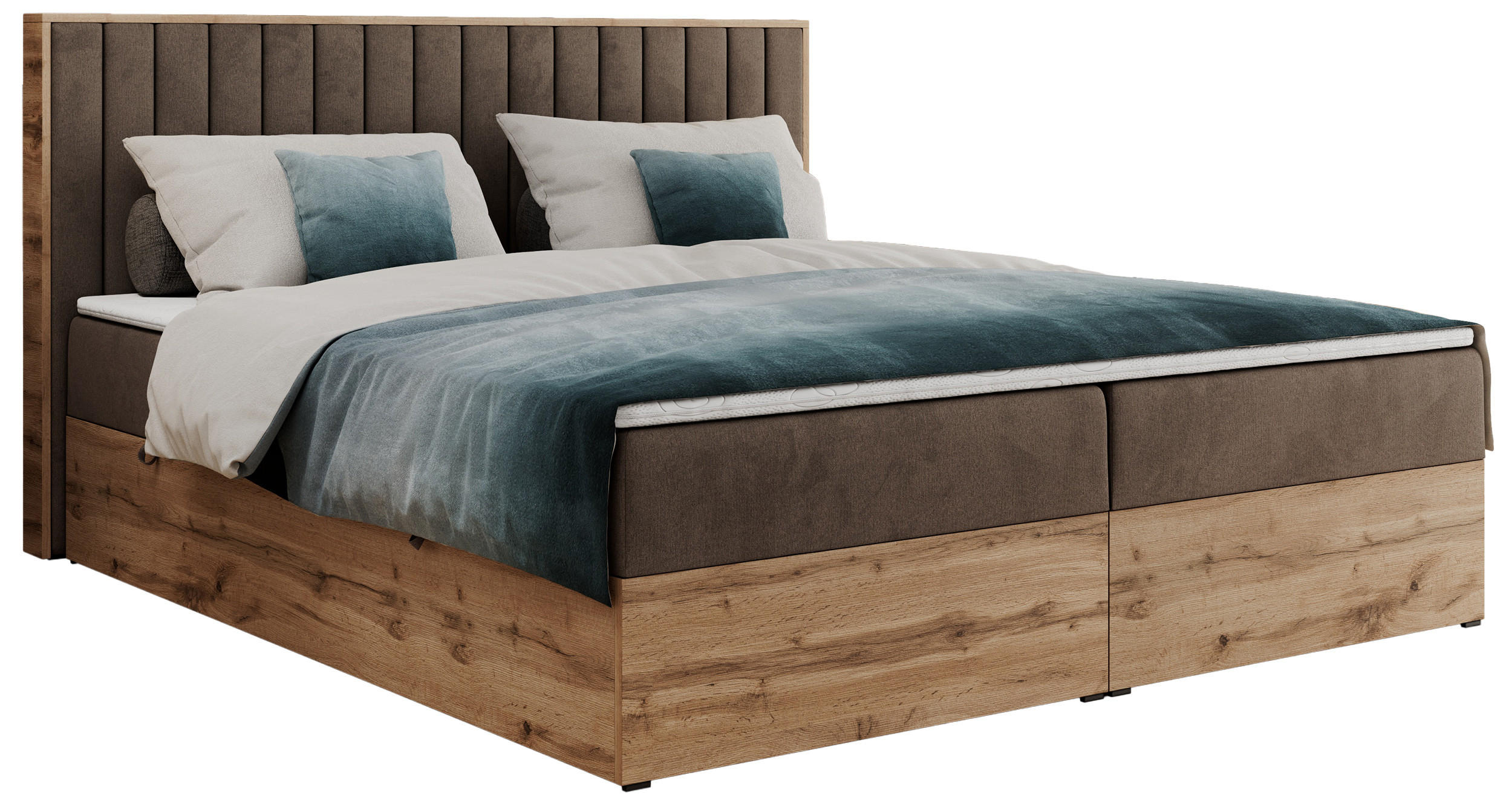 BOXBETT ALBERO 4 - 140/200 Braun Velvet - H3 - Braun, Holz/Textil (140/200cm) - MKS