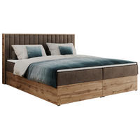 BOXBETT ALBERO 4 - 120/200 Braun Velvet - H3 - Braun, Holz/Textil (120/200cm) - MKS