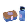 LUNCHSET BROTDOSE & TRINKFLASCHE Little Gang Smile Karamell - Blau/Braun, Kunststoff (7.5/22/20cm) - Lässig