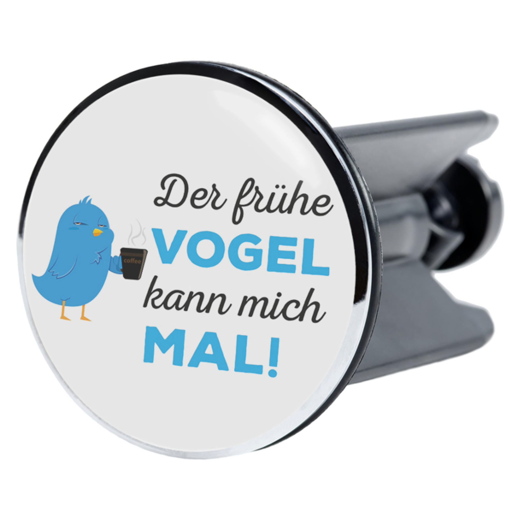 WASCHBECKENSTÖPSEL Der frühe Vogel... - Blau, Kunststoff/Metall (4/7/7cm) - Sanilo