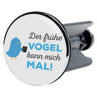 WASCHBECKENSTÖPSEL Der frühe Vogel... - Blau, Kunststoff/Metall (4/7/7cm) - Sanilo