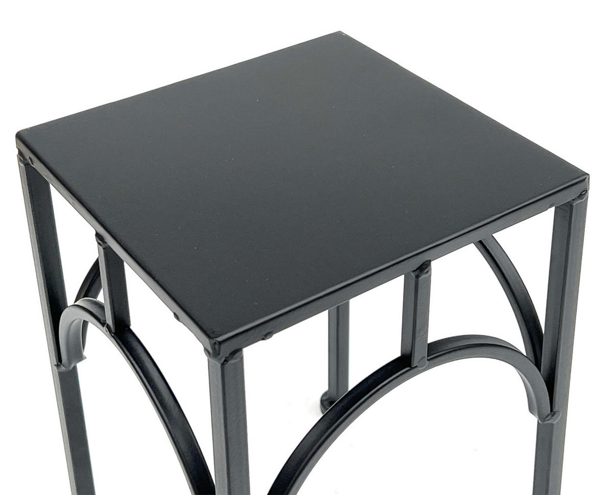 BLUMENHOCKER Metall Schwarz Eckig 28 cm - Schwarz, Metall (18/28/18cm) - DanDiBo
