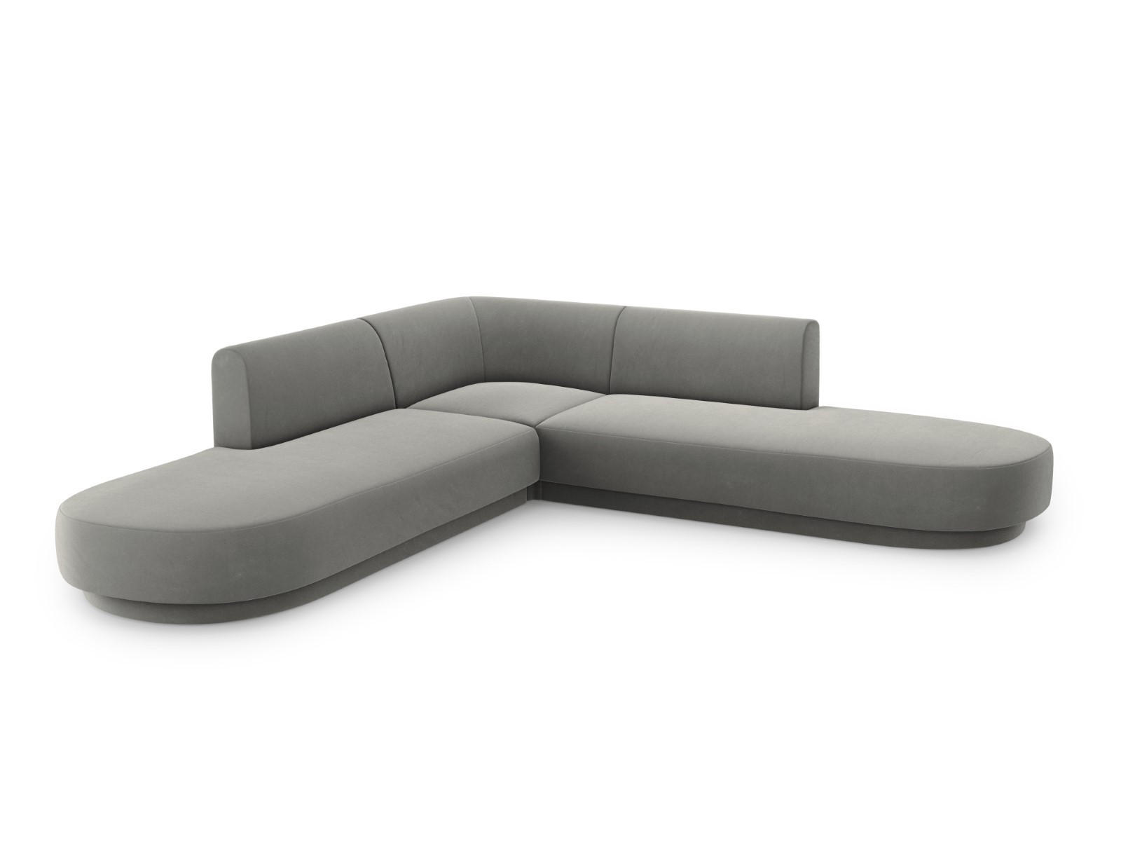 WENDBARES-ECKSOFA Miley aus Samt hellgrau 5 Sitzplätze - Hellgrau, Textil (248/248cm) - Micadoni