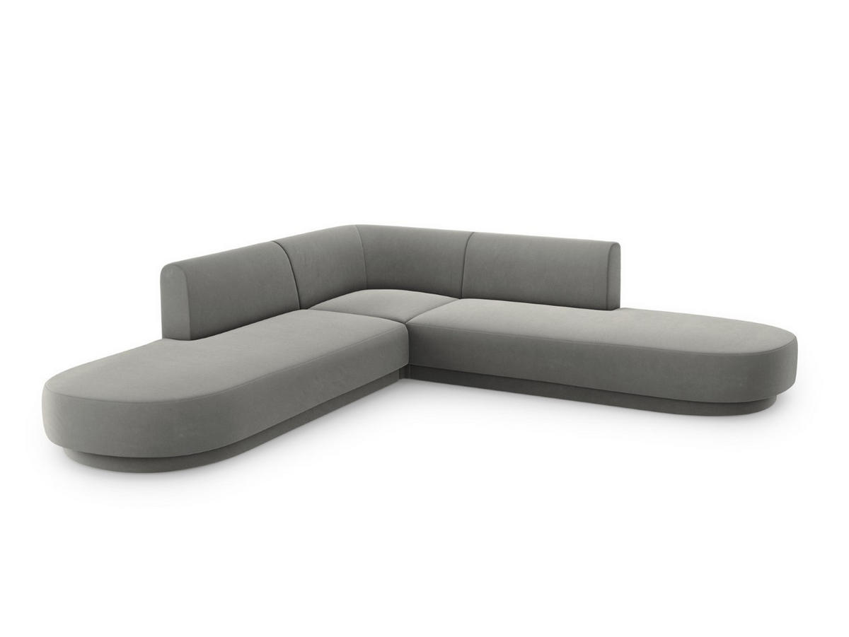 WENDBARES-ECKSOFA Miley aus Samt hellgrau 5 Sitzplätze - Hellgrau, Textil (248/248cm) - Micadoni
