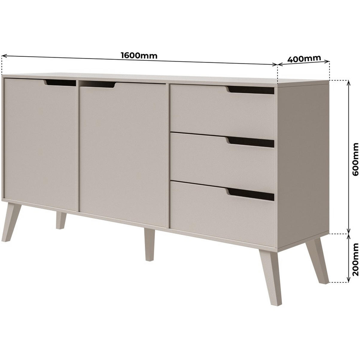 KOMMODE Norel mit 3 Schubalden und 2 Türen, Kaschmir - Kaschmir, Holz/Holzwerkstoff (160/80/40cm) - Beautysofa