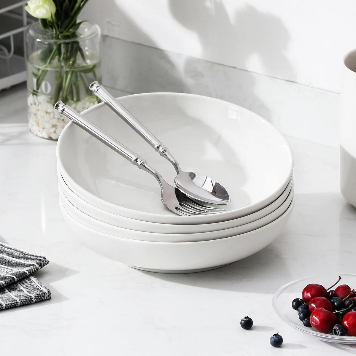SUPPENTELLER 4-teiliges Set Cremeweiß 1250ml - Weiß, Keramik (22.2/22.2/5cm)