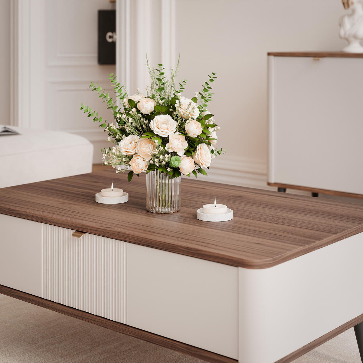 COUCHTISCH NAVANI auf schwarzen Beinen – Kaschmir / Nuss - Kaschmir/Nussbaumfarben, Holzwerkstoff (60/100/42cm) - Idohome