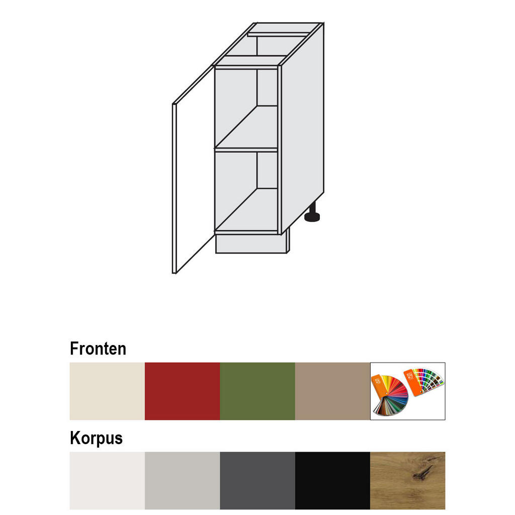 Thumbnail - Feldmann-Wohnen Unterschrank, Rot, Eiche Artisan, Holz, 1 Fächer, 30x82x50 cm, Küchen, Küchenmöbel, Küchenschränke, Küch...