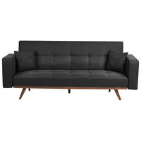 SCHLAFSOFA 3-Sitzer Schwarz Hjulby - Schwarz, Textil (220/90/82cm) - Beliani