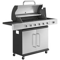 GASGRILL Edelstahl Schwarz - Schwarz, Metall (49/111/142cm) - Outsunny