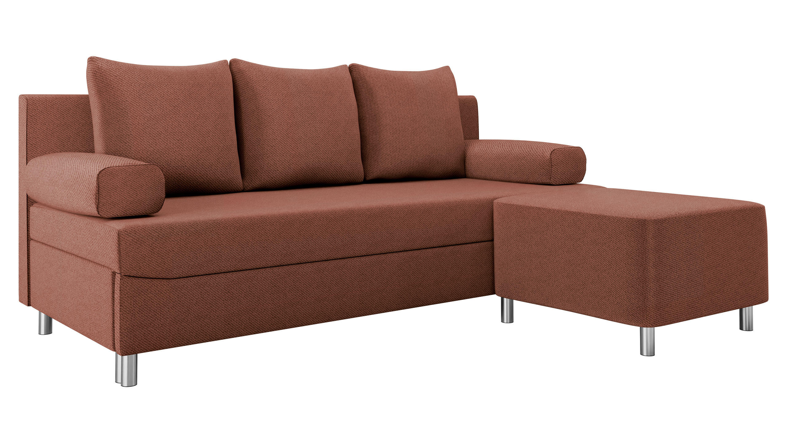 SCHLAFSOFA Dover mit Polsterhocker - Chromfarben/Rosa, Holz/Kunststoff (192/80cm) - MIRJAN24