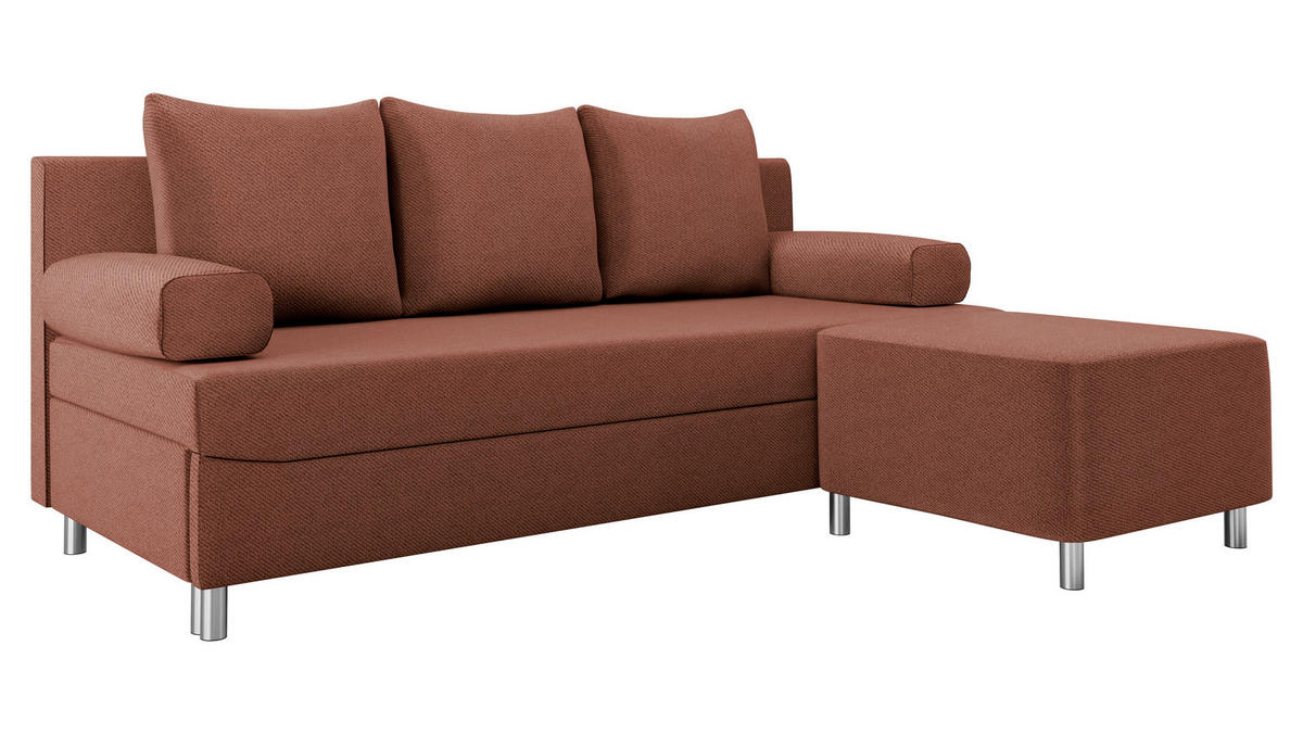 SCHLAFSOFA Dover mit Polsterhocker - Chromfarben/Rosa, Holz/Kunststoff (192/80cm) - MIRJAN24