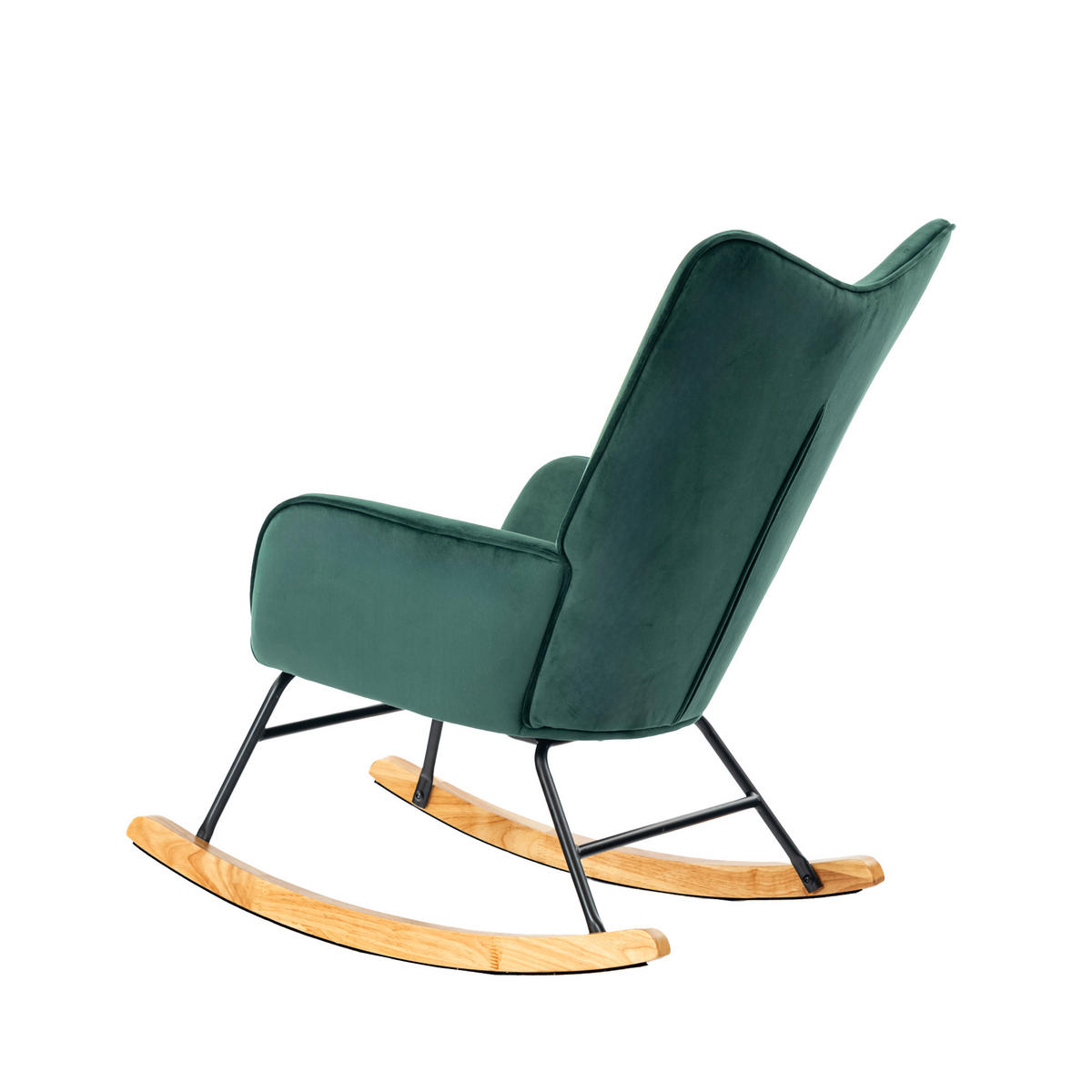 SCHAUKELSESSEL Samt Grün - Dunkelgrün/Eichefarben, Holz/Textil (61/85/81cm) - Urban Meuble
