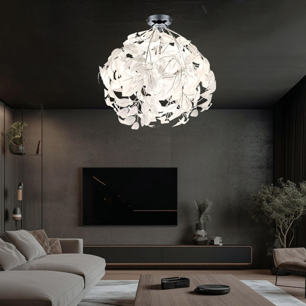 DECKENLEUCHTE Chrom Weiß - Weiß, Metall (38/38/58cm)