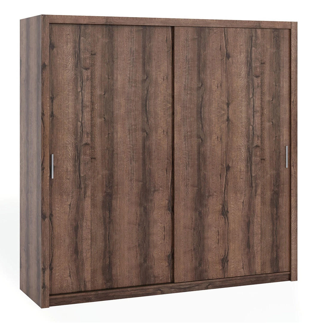 SCHIEBETÜRENSCHRANK Tamiza 220/215/62 2-türig - Silberfarben/Braun, Holzwerkstoff/Kunststoff (220/215/62cm) - Ravio