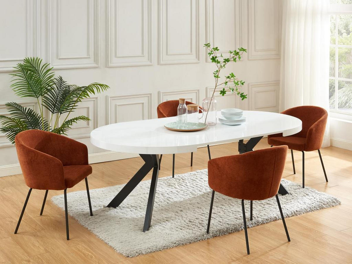 ESSTISCH - ausziehbar - 4 bis 8 Personen - MDF & Stahl - Weiß lackiert & Schwarz - KOMONI - Schwarz/Weiß, Holz (220/120/76cm) - Vente-Unique