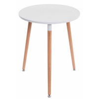 KONSOLENTISCH rund 60 cm Holz weiß - Eukalyptusholzfarben/Weiß, Holz (60/60/75cm) - CLP