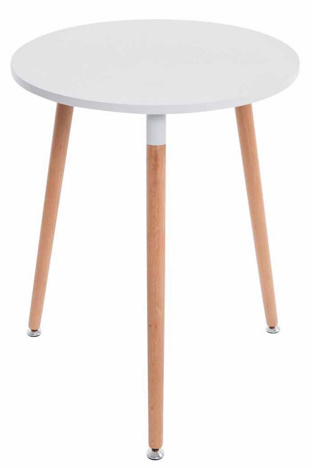 KONSOLENTISCH rund 60 cm Holz weiß - Eukalyptusholzfarben/Weiß, Holz (60/60/75cm) - CLP