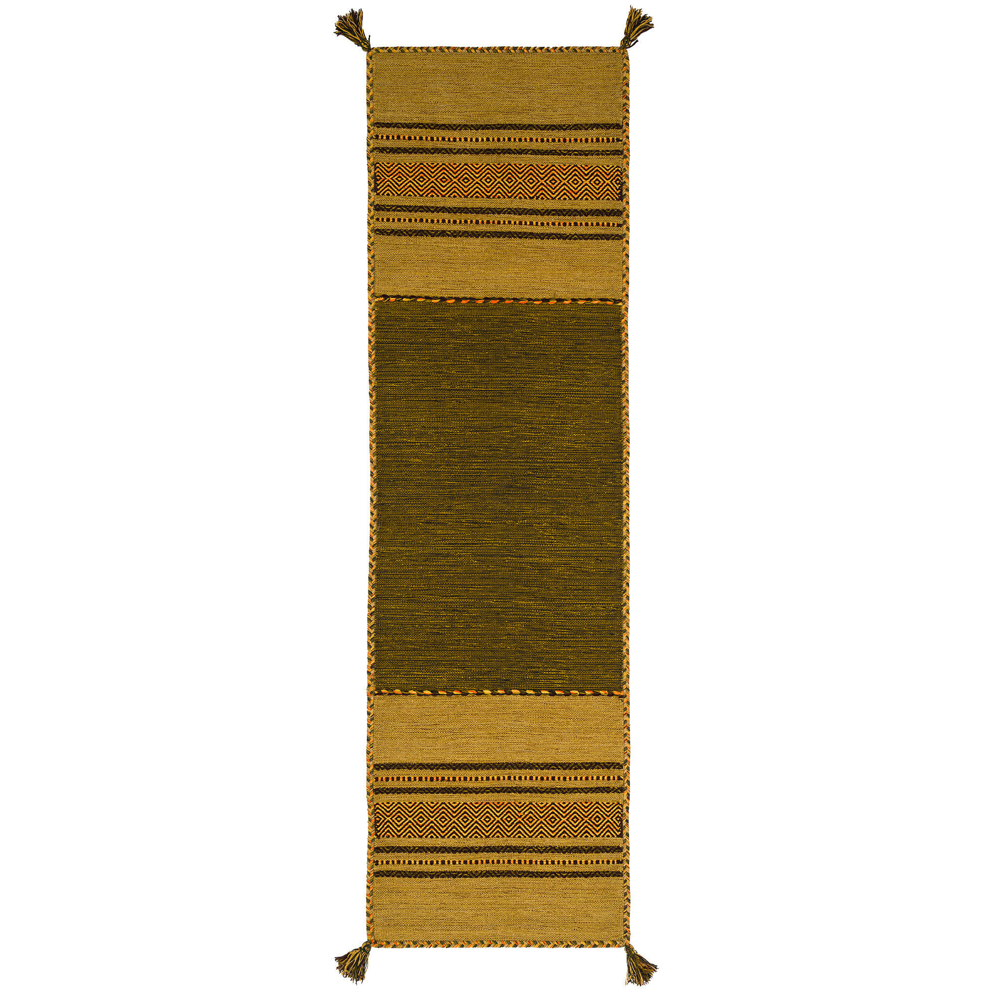 LÄUFER NATUR TEPPICH KELIM NAVARRO - Grün, Textil (70/250cm) - Pergamon