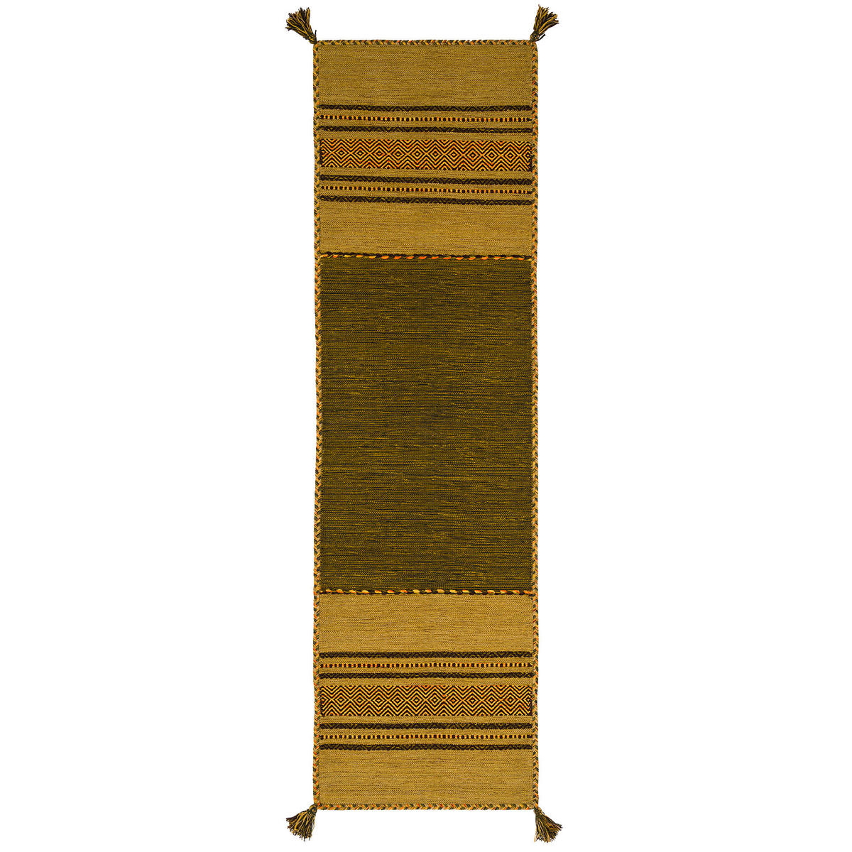 LÄUFER NATUR TEPPICH KELIM NAVARRO - Grün, Textil (70/250cm) - Pergamon