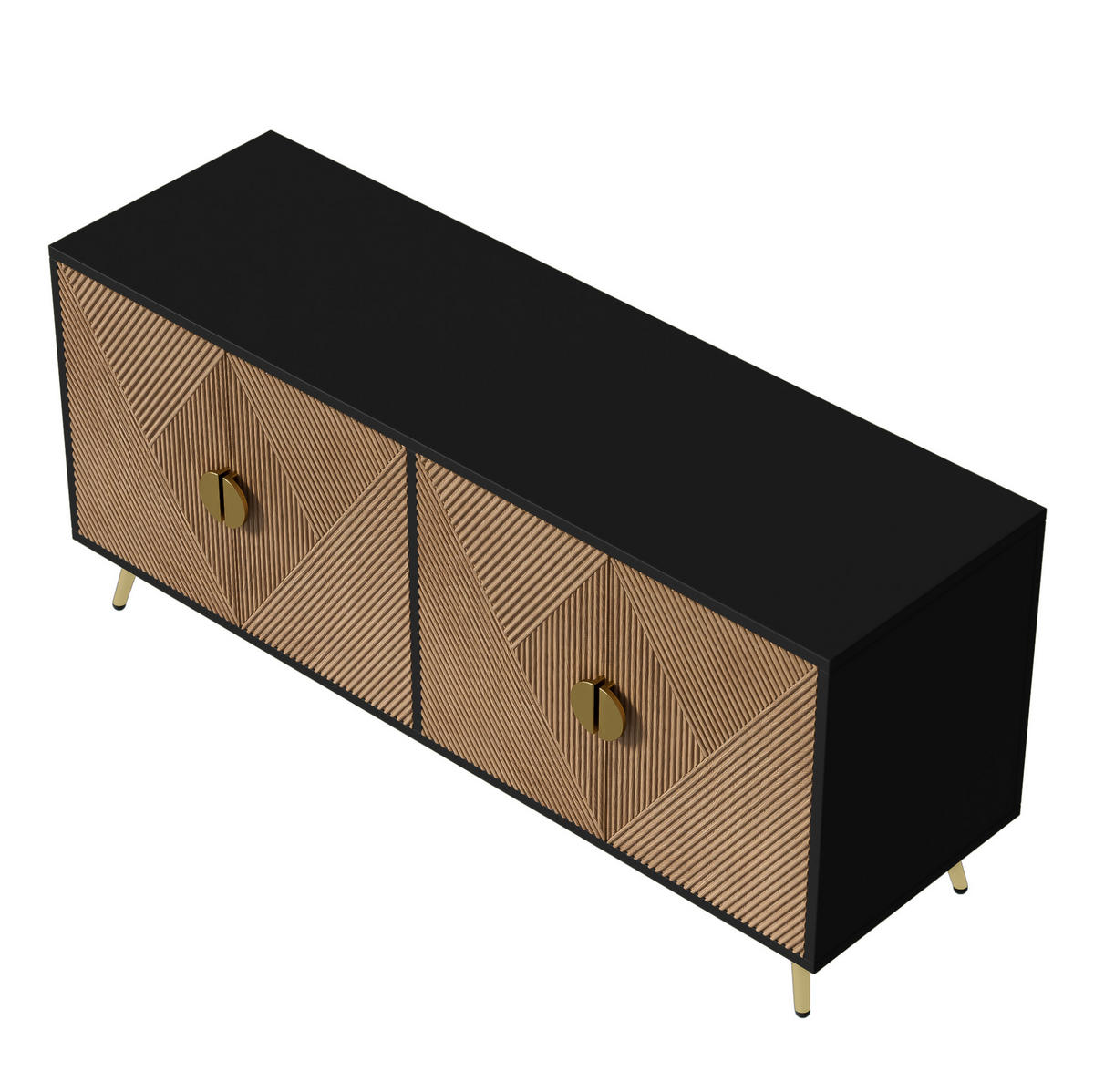 SIDEBOARD 160/40/75 cm schwarz/holzfarben aus MDF mit Soft-Close - Schwarz, Holzwerkstoff (160/75/40cm) - OKWISH