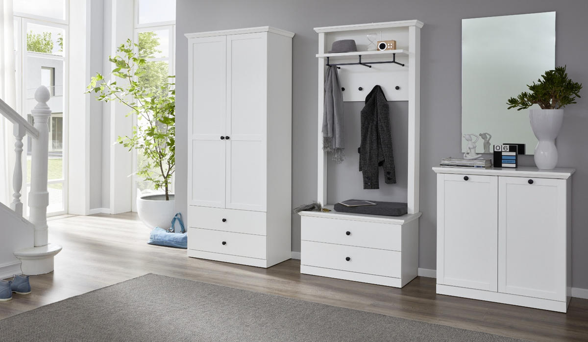 GARDEROBENBANK weiß 81 x 49 cm, Sitzbank mit Schubkästen - Silberfarben/Weiß, Holzwerkstoff/Metall (81/49/41cm) - Top.Furn