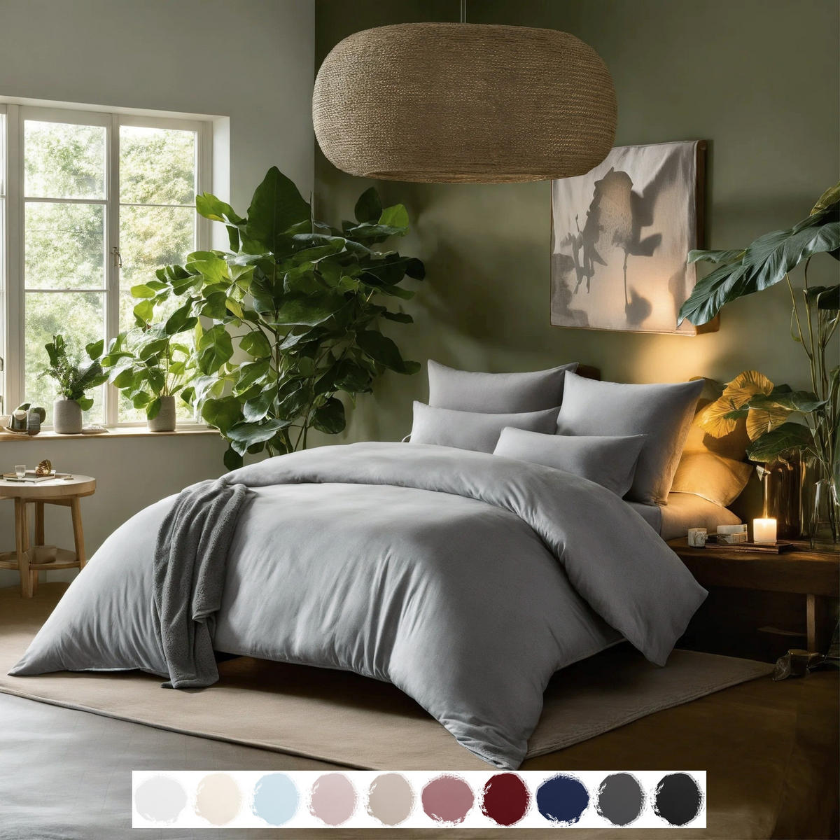BETTWÄSCHE 135x200 Interlock Jersey Bettbezug einfarbig Baumwolle Grau Uni - Made in Germany - Grau, Textil (135/200cm) - Carpe Sonno