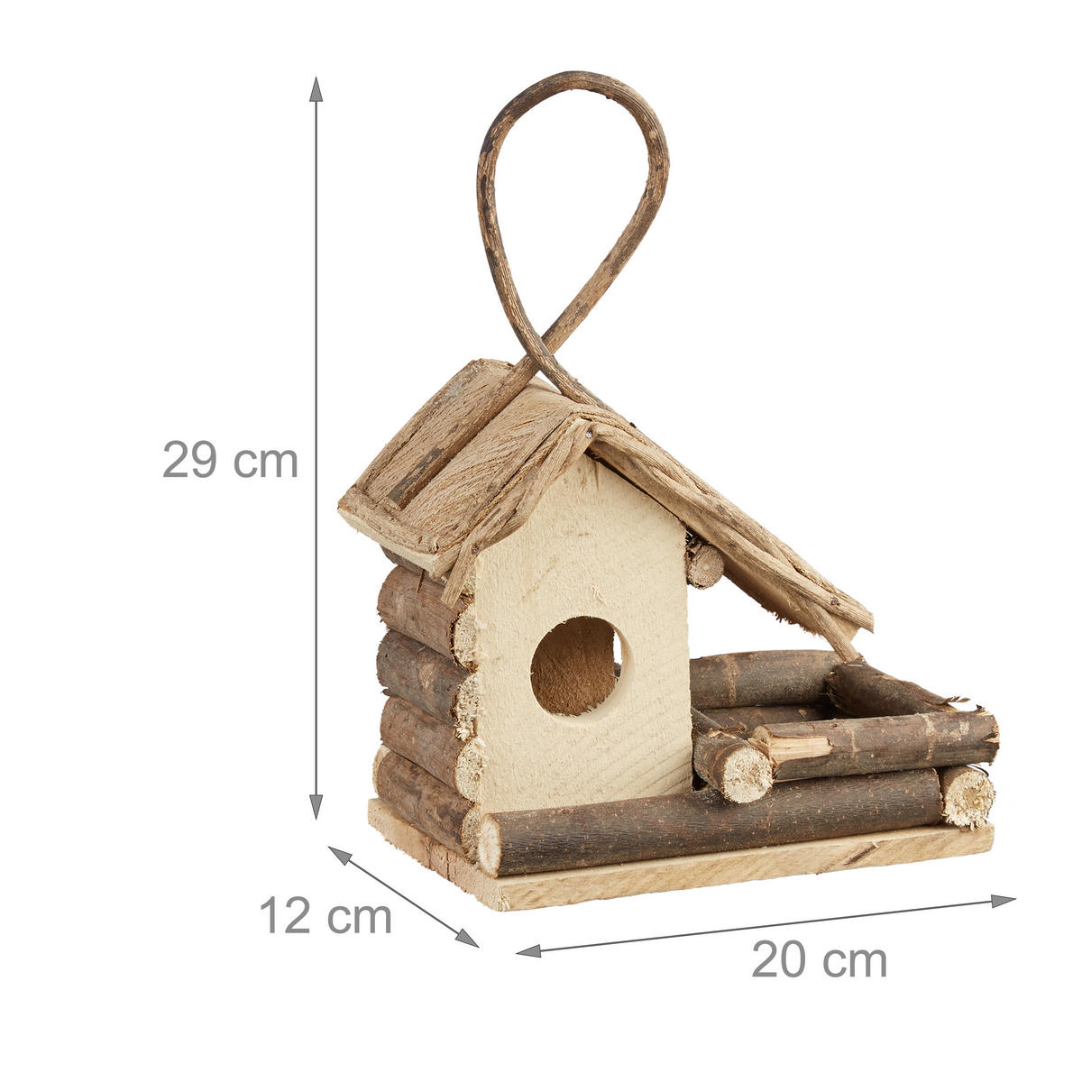 VOGELHAUS Deko - Hellbraun, Holz (20/29/12cm) - Relaxdays