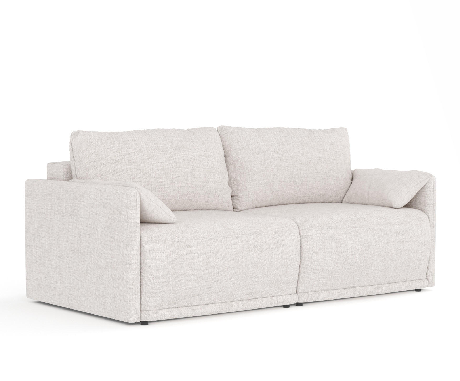 SCHLAFSOFA MIT ECKSOFA-FUNKTION Nappa Beige Webstoff - Beige/Schwarz, Holz/Holzwerkstoff (215/100/112cm) - Maison de Reve