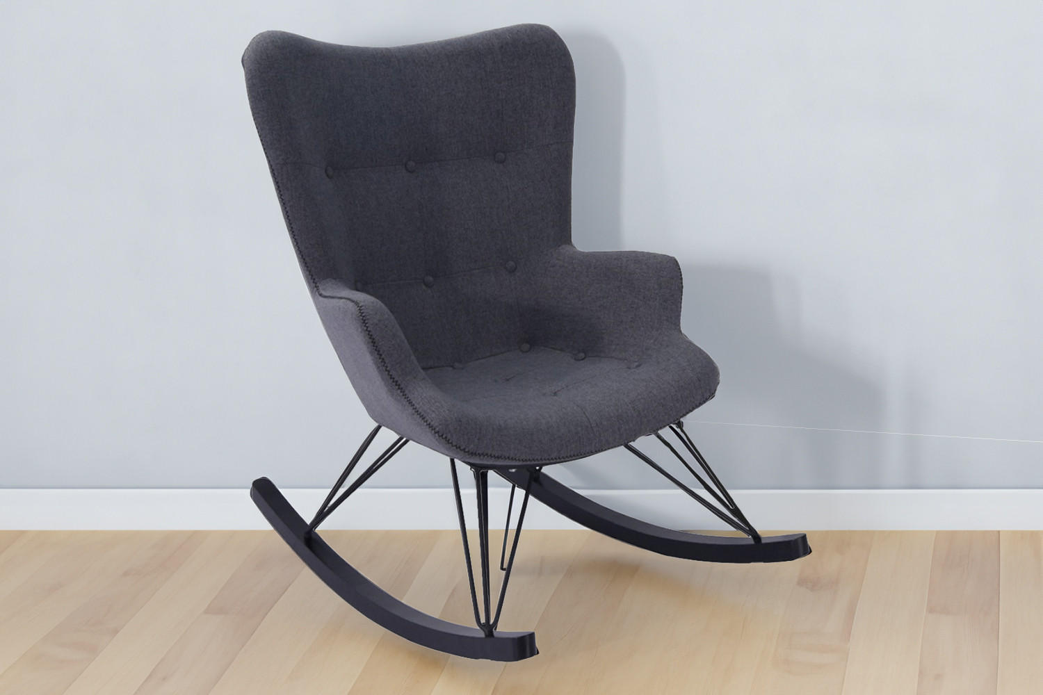 SCHAUKELSTUHL FREDY Grau Webstoff - Schwarz/Grau, Textil (68/99/96cm) - KAWOLA