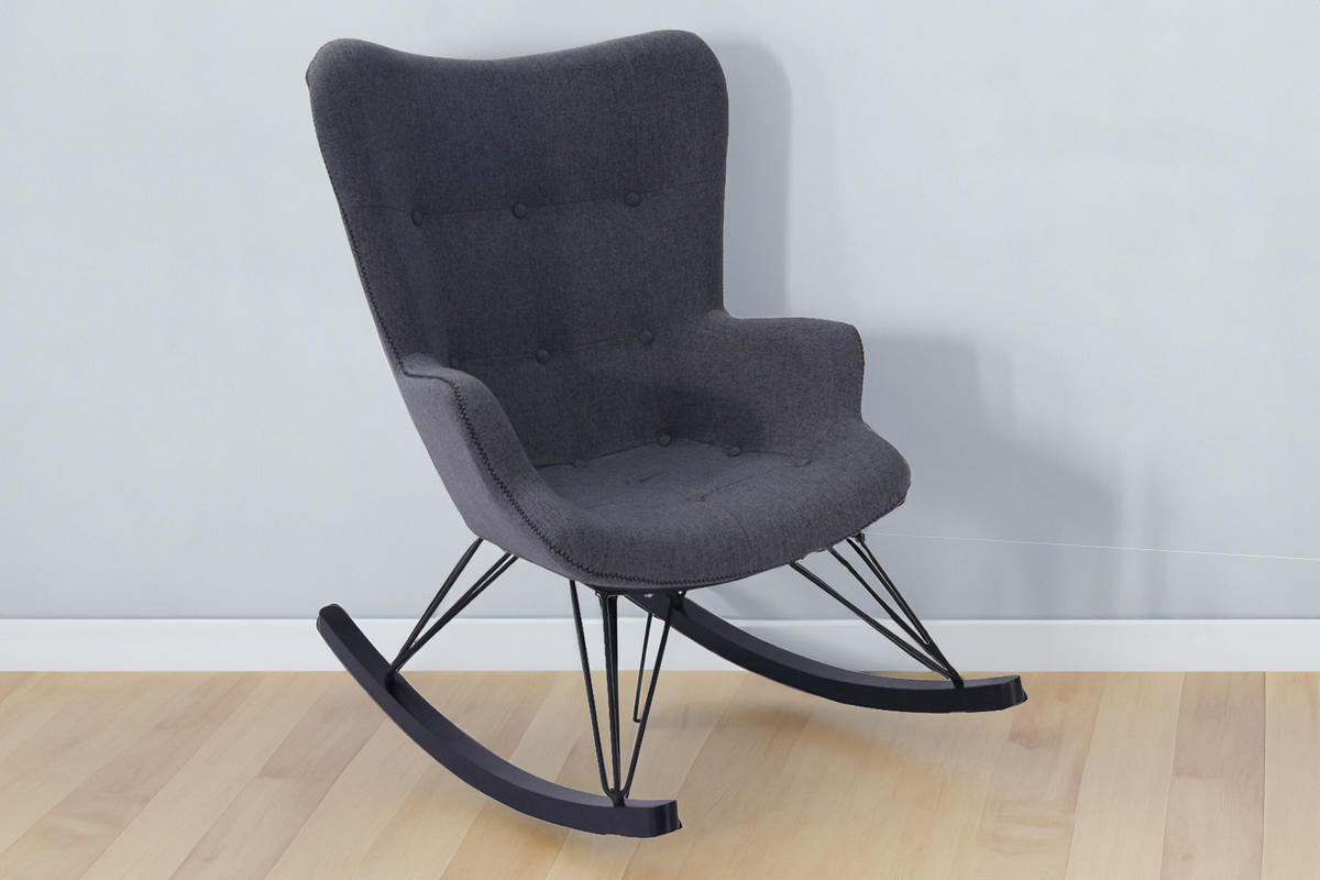 SCHAUKELSTUHL FREDY Grau Webstoff - Schwarz/Grau, Textil (68/99/96cm) - KAWOLA