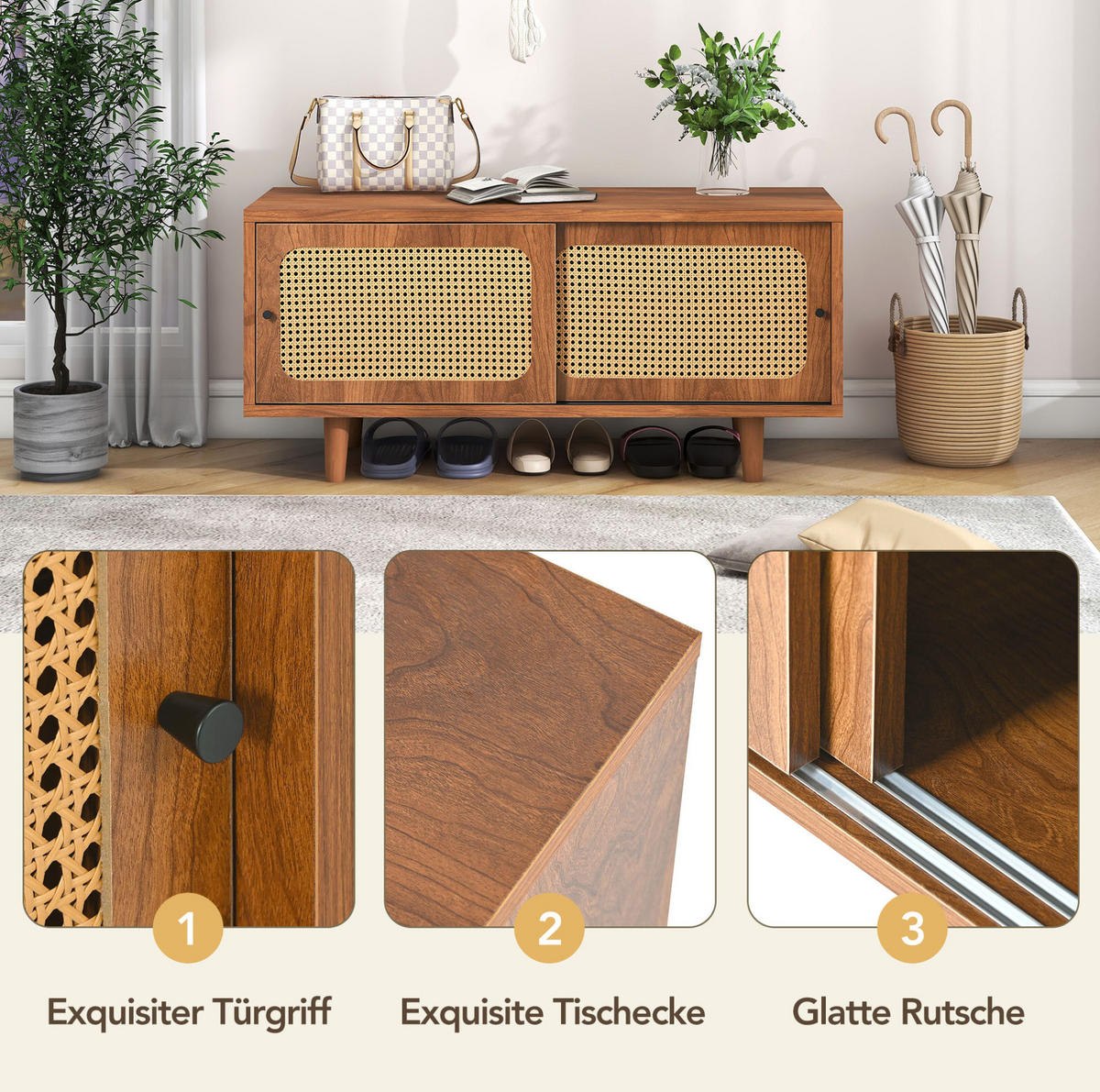 SCHUHSCHRANK 104/40/48 cm in Walnuss mit 2 Türen und verstellbarem Einlegeboden - Walnussfarben, Holzwerkstoff (104/48/40cm) - Flora Grace