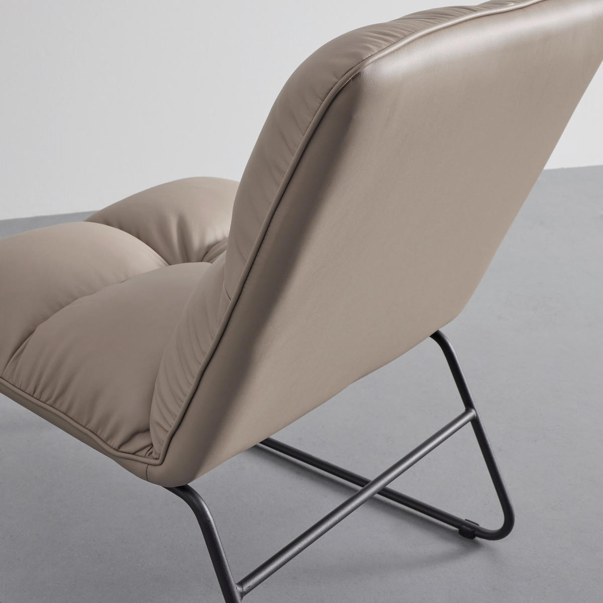 SESSEL Eleina Taupe Lederlook - Taupe, Metall (82/71/70cm)
