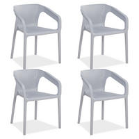 GARTENSTUHL 4er-Set Kunststoff Grau mit Armlehnen - Grau, Kunststoff (220/75/54cm) - Homestyle4u