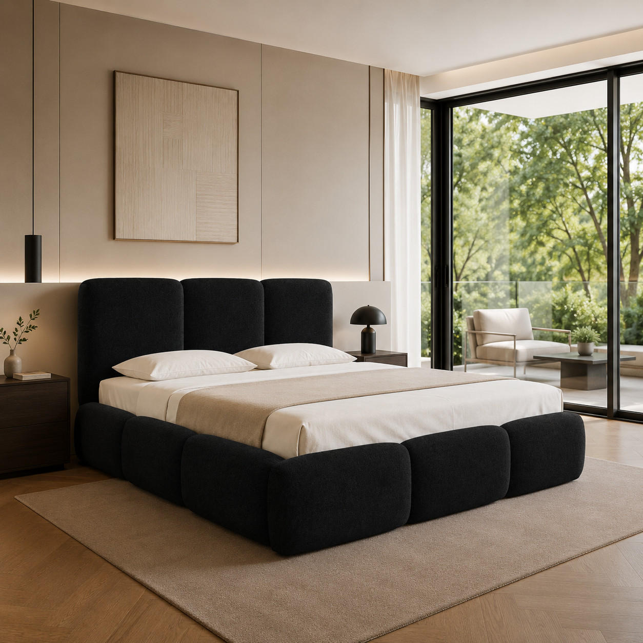 Furnistar Polsterbett Schwarz 140x200 cm