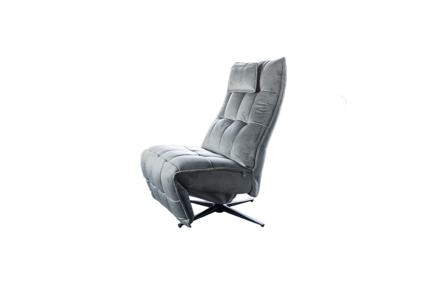 RELAXSESSEL MIKO Steingrau Velvet - Schwarz/Grau, Textil/Metall (75/115/94cm) - KAWOLA