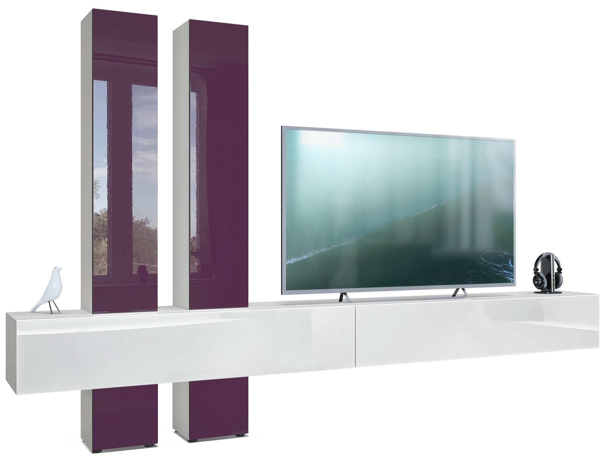 Vladon Wohnwand Brombeere 330x204x39 cm