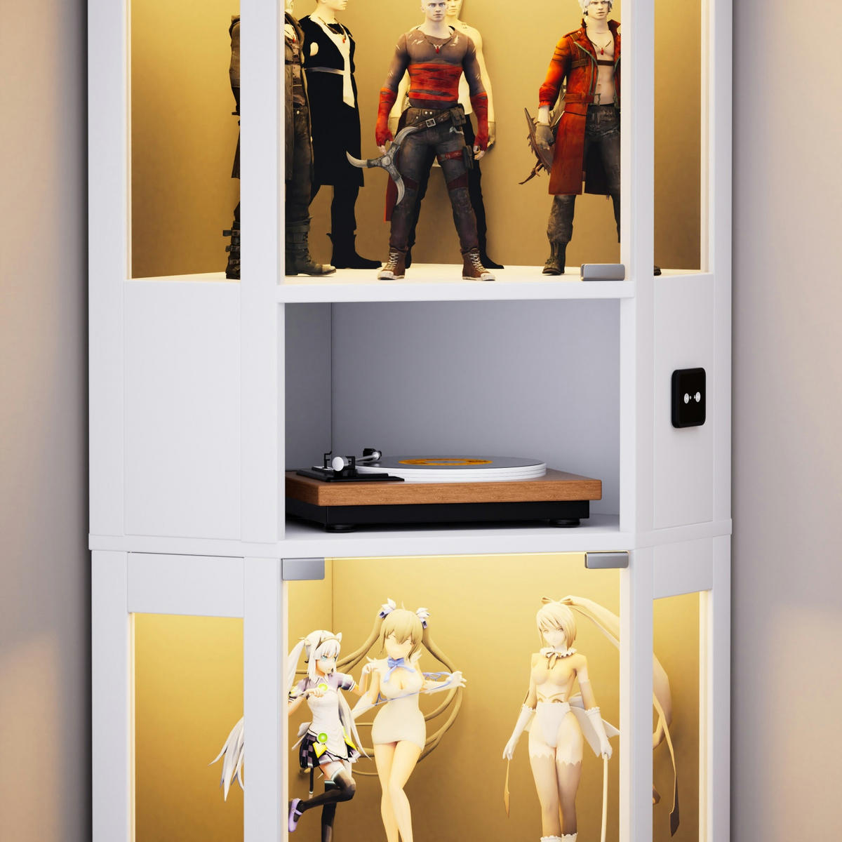 VITRINENSCHRANK mit LED Beleuchtung und Stauraum Weiß - Weiß, Glas (57/165/40cm) - PARAFTA HOME