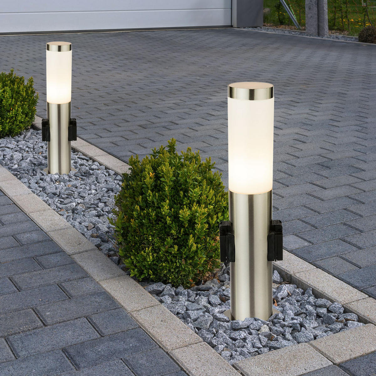 LED STEHLAMPE Edelstahl Silber - Silberfarben, Kunststoff/Metall (7.6/7.6/45cm) - Globo Lighting